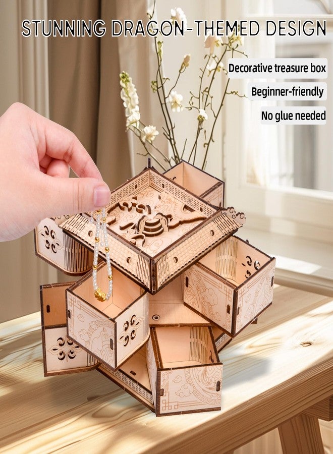 varbertos 3D Wooden Puzzle Mechanical Treasure Box of Dragon, DIY Model Kits and 3D Puzzles for Adults, Unique Wooden Puzzle for Adults, Hobbies Projects Adult Building Sets Gift for Women and Kids - Image 2